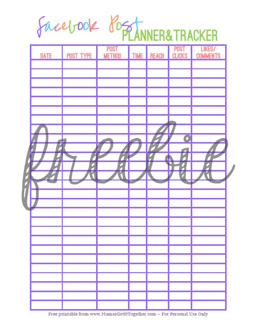 free printable for bloggers business owners facebook post planner free sales tracker