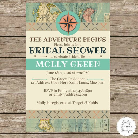 travel theme bridal shower invitations