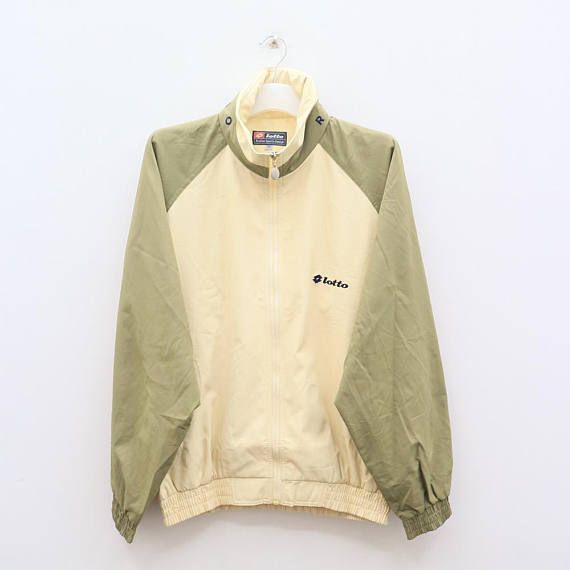Vintage Lotto Sportswear Small Logo Green Yellow Windbreaker Jacket Size 95