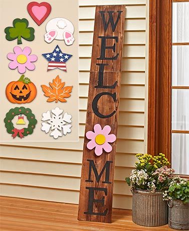 Interchangeable Leaner DIY Welcome Sign Vertical Seasonal Front Door Hanger Deco Interchangeable Leaner DIY Welcome Sign Vertical Seasonal Front Door Hanger Deco