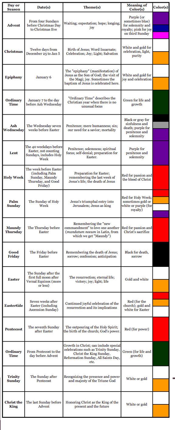 church calendar template