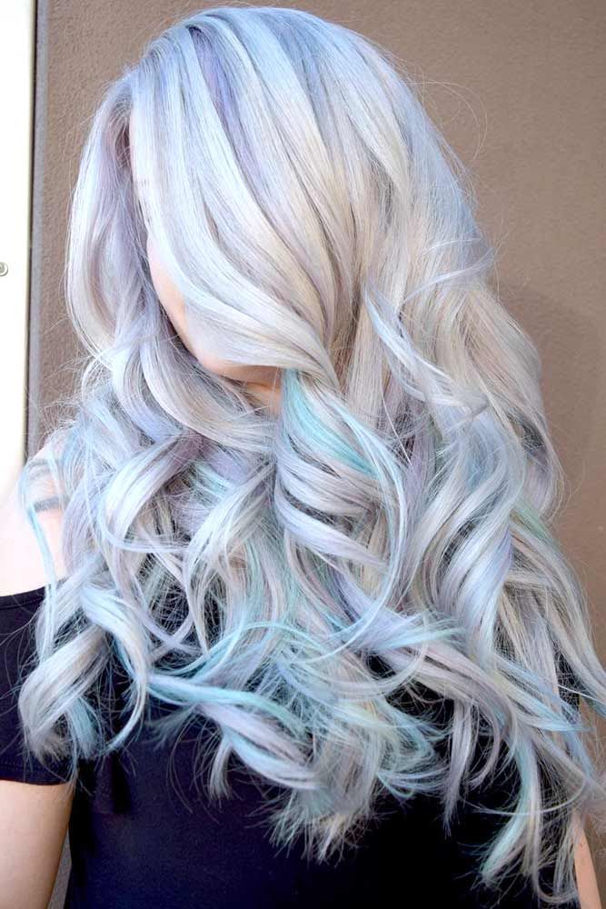 Pastel High Lights On Blonde Hair Unicorn Hair Color Hair Styles Coloured Hair