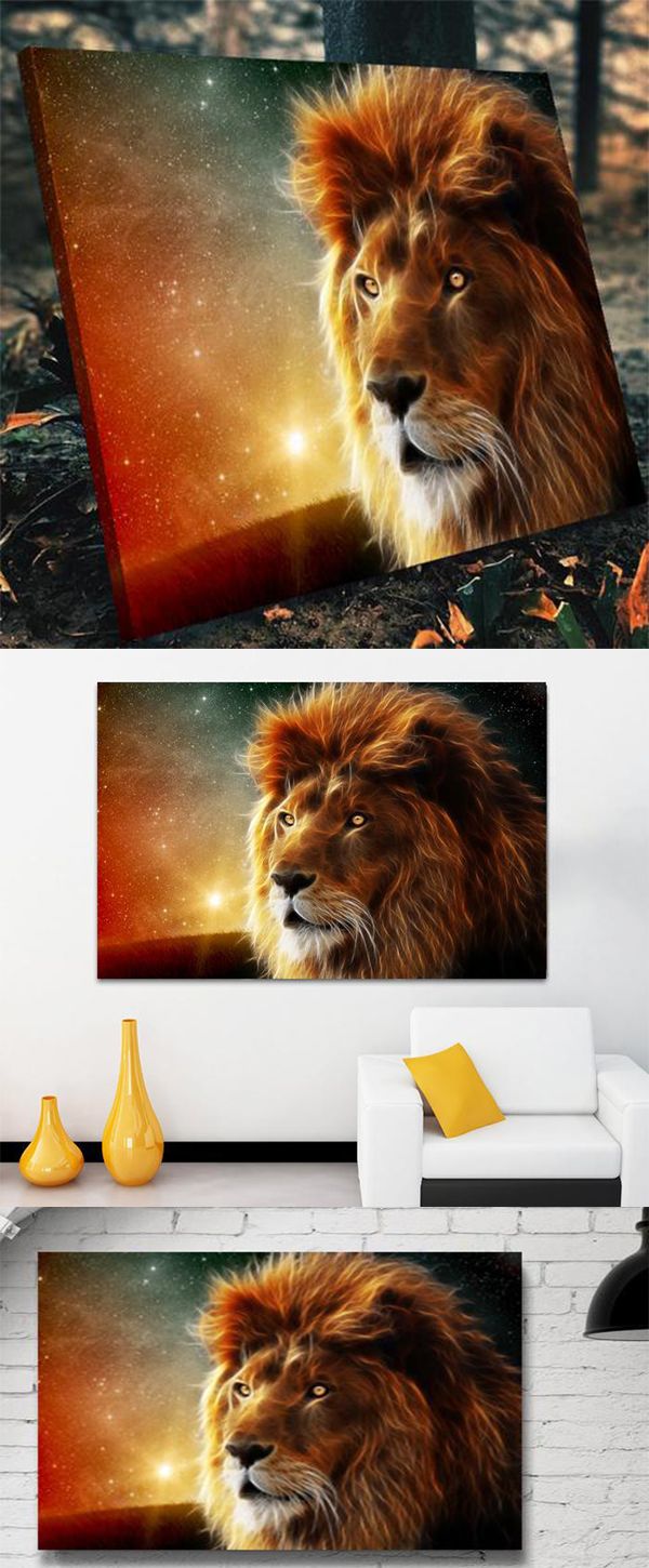 fierce lion canvas wall