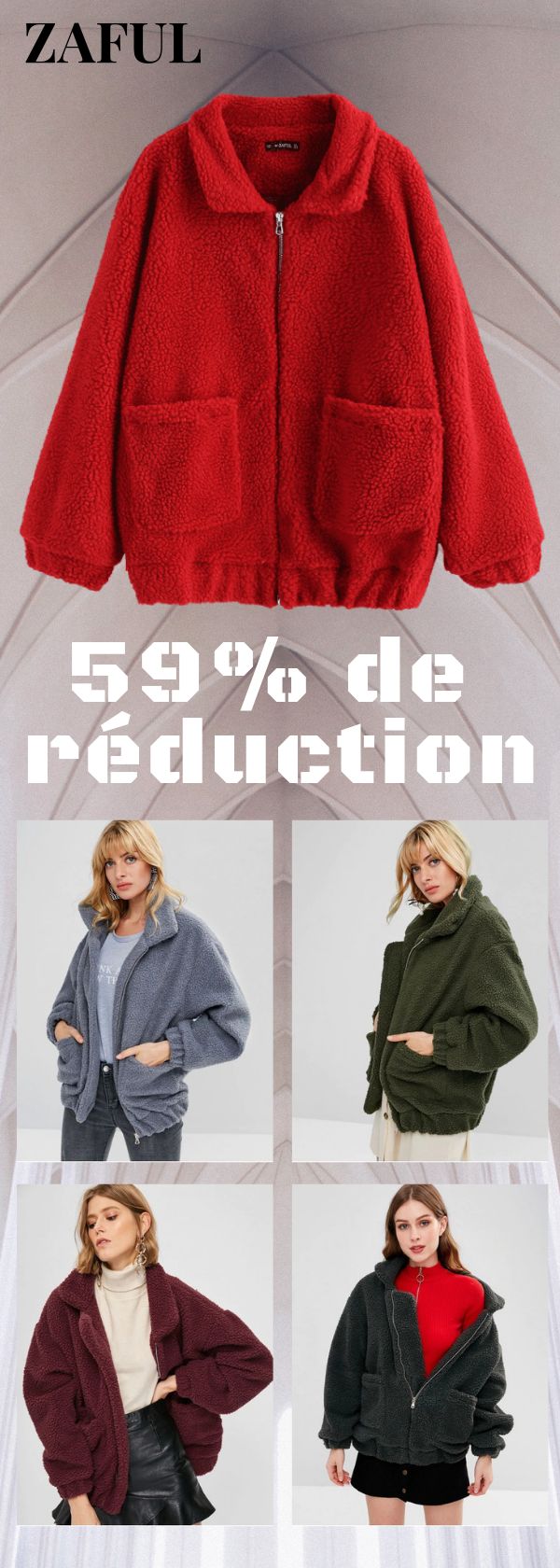 Manteau d'Hiver Zippé Fourré