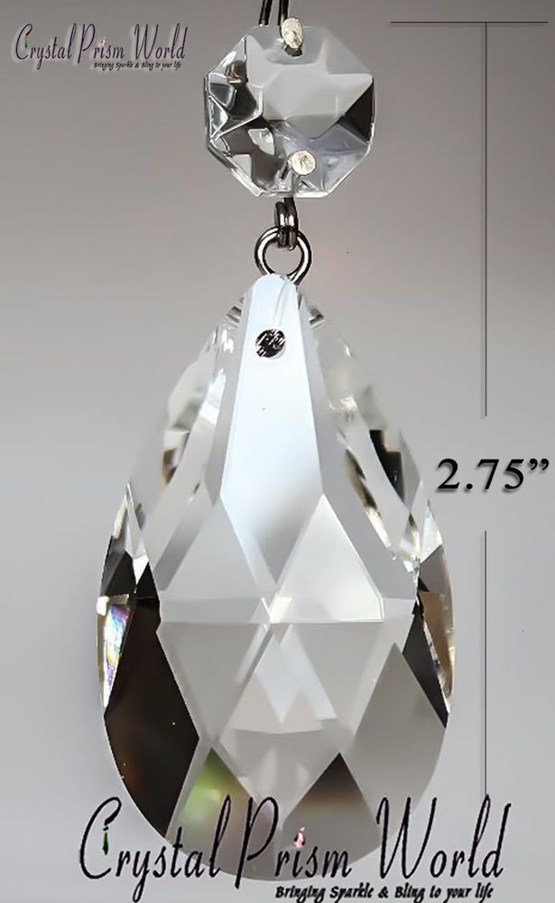 25pc Replacement Clear Teardrop Chandelier Crystals Hanging Prisms Parts 2 75in Crystal Crystal Prisms, Spare Crystals For Chandeliers