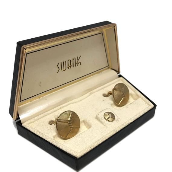 Vintage Art Deco Swank Cuff Links and Tie Tack Set