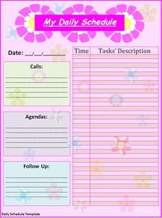 teacher daily schedule template