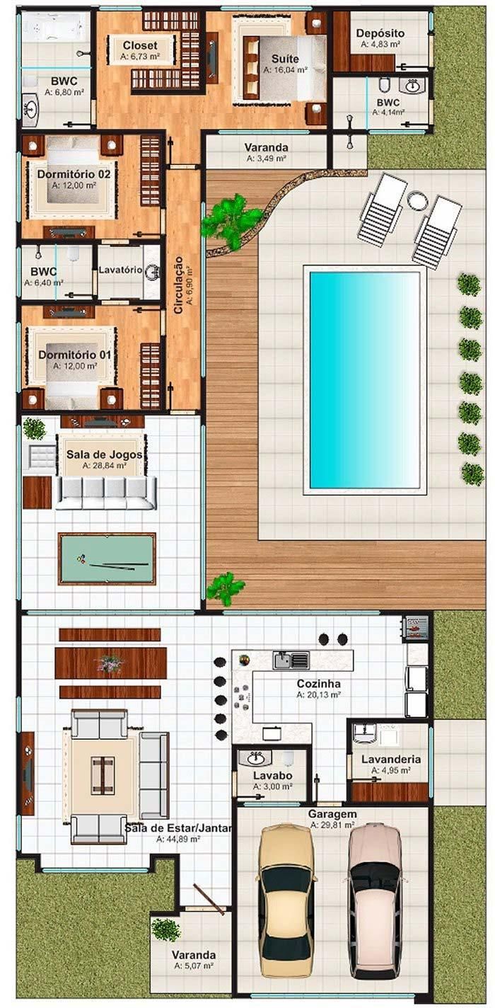 3 Schlafzimmer Hauspläne: siehe 60 moderne Design-Ideen #architektur #küche #b...