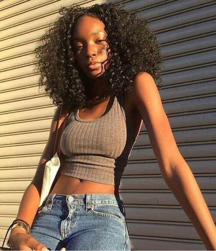 Black curly skinny messy