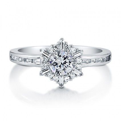 Clear Round Cut Cubic Zirconia Rhodium Plated Snowflake Brooch Clear Round Cut Cubic Zirconia Rhodium Plated Snowflake Brooch