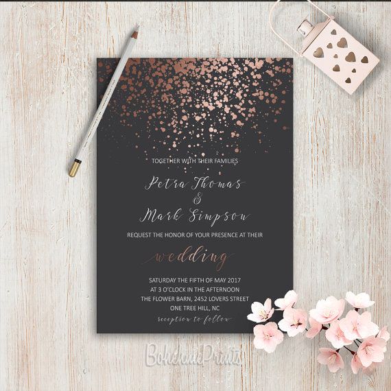 elegant wedding invitations simple wedding invitation rose gold grey