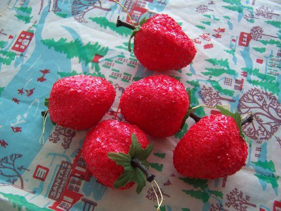 Strawberry Styrofoam Strawberries Ornaments