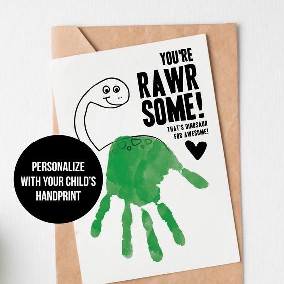Kid Handprint Dinosaur Keepsake Card // Blank Card from Child Etsy Kid Handprint Dinosaur Keepsake Card // Blank Card from Child Etsy