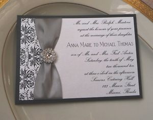 The 25 Best Bling Wedding Invitations Ideas On Pinterest Custom Wedding Invitation Black Damask Rhinestone