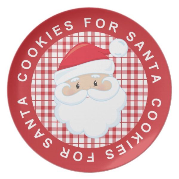 Cookies for Santa Stoneware Plate Red Jolly Santa