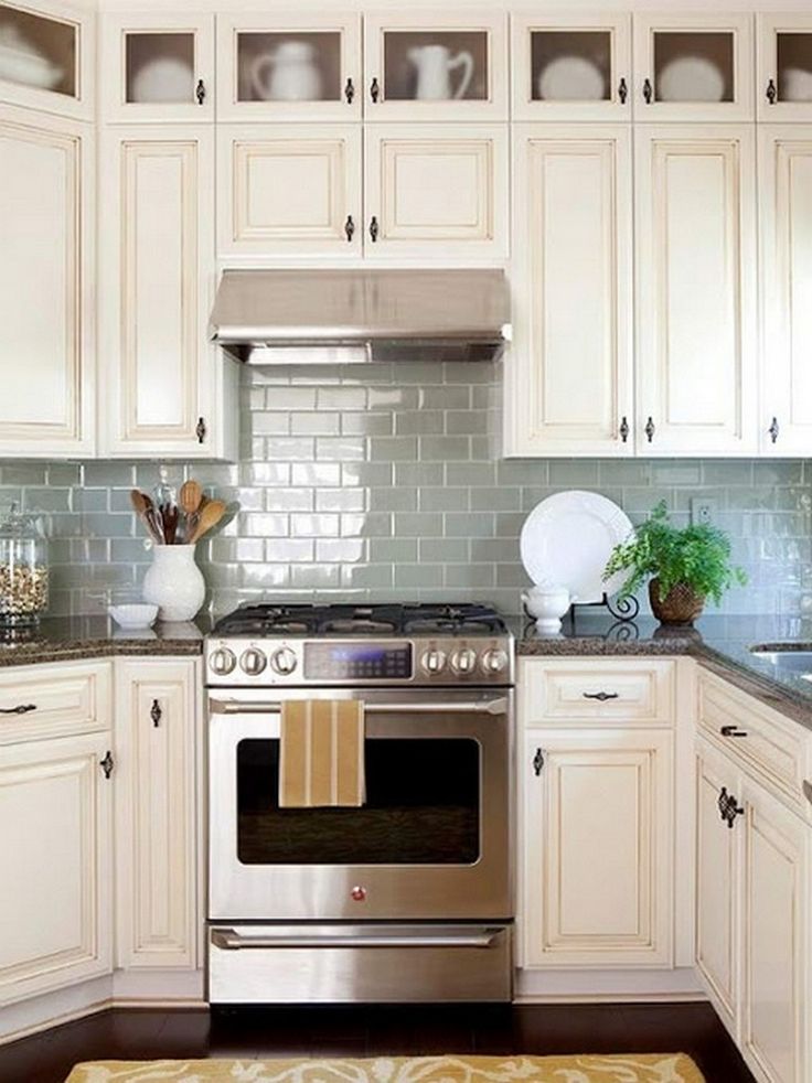 Frosted Glass/white pitcher storage and backsplash Kitchen renovation