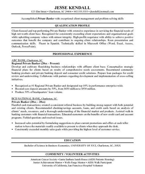 Personal Banker Resume Objective - http://getresumetemplate.info/3235/personal-banker-resume-objective/
