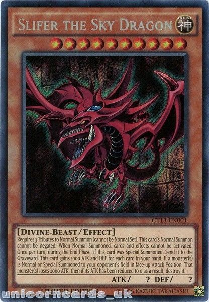 Ct13 En001 Slifer The Sky Dragon Secret Rare Limited Edition Mint Yugioh Card Yugioh Yugioh Cards Cards
