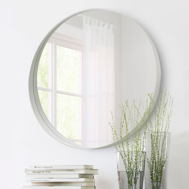 ROTSUND Mirror, white - IKEA | Mirror wall bathroom, Mirror, Round mirrors