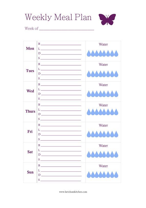 a5 planner printable weekly meal plan template w water weekly lunch plan