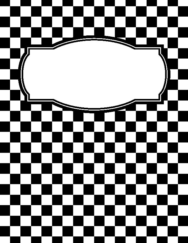 Free printable black and white checkered binder cover template. Download the cover in JPG or PDF format at http://bindercovers.net/download/black-and-white-checkered-binder-cover/