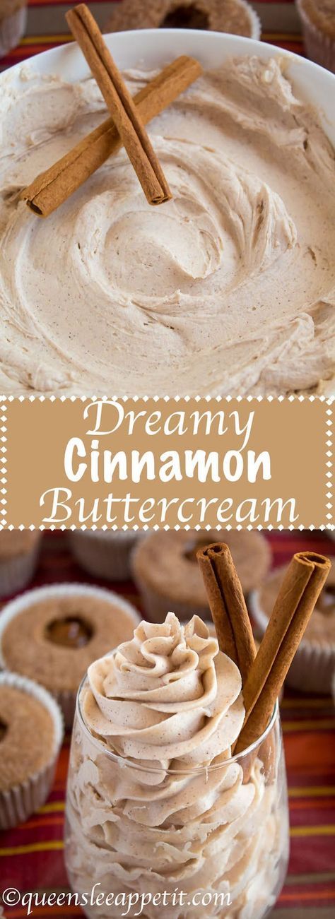 A light, fluffy, and dreamy Cinnamon Buttercream Frosting. Perfect for frosting ...