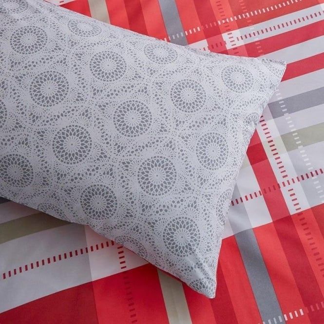 Pair Camden Check Housewife Pillowcases Camden linen cotton pillowcase , red