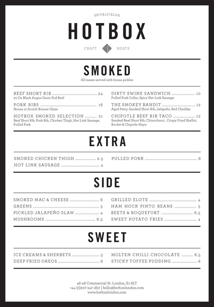 simple cafe menus