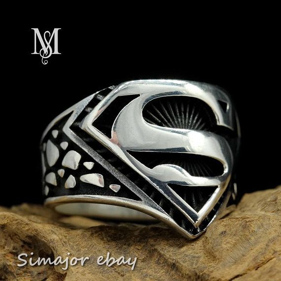 Turkish Jewelry Cool Superman Motif 925K Sterling Silver Mens Ring
