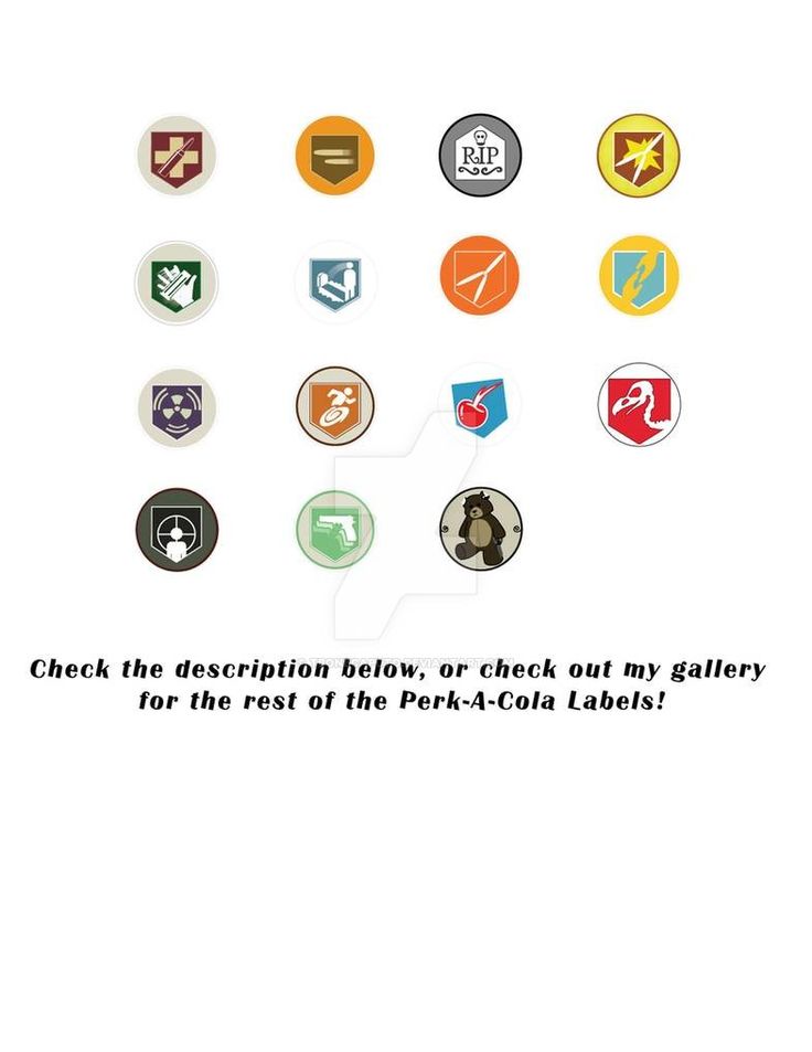 Perk-A-Cola Bottle Cap Labels by TBoneCaputo on DeviantArt | Perk a cola bottles, Call of duty ...