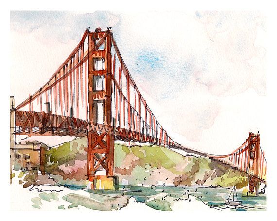San Francisco Golden Gate Bridge California : Print of a - Etsy | San ...