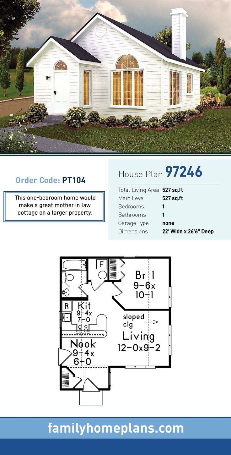 Cottage Style House Plan 97246 With 1 Bed 1 Bath In 2022 Cottage House Plans Cottage Style House Plans Mother In Law Cottage pinterest