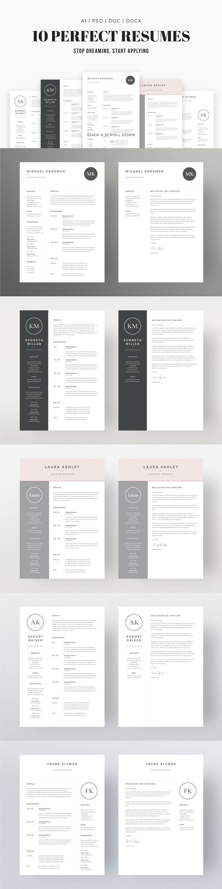 Job Seeker's Dream Bundle: Professional, downloadable resume template designs