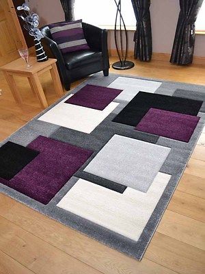 Modern Thick Soft Quality Lt Silver Grey Purple Floor Mat