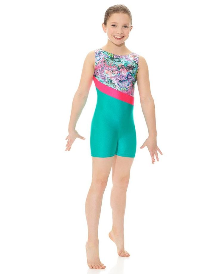 Mondor Girls Gymnastics Leotard Biketard Color Block Pink Purple and Silver Mondor Girls Gymnastics Leotard Biketard Color Block Pink Purple and Silver