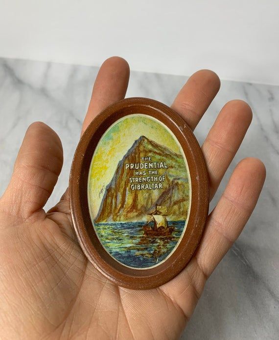 Antique Advertising Tip Tray Prudential Insurance Rock of Gibraltar