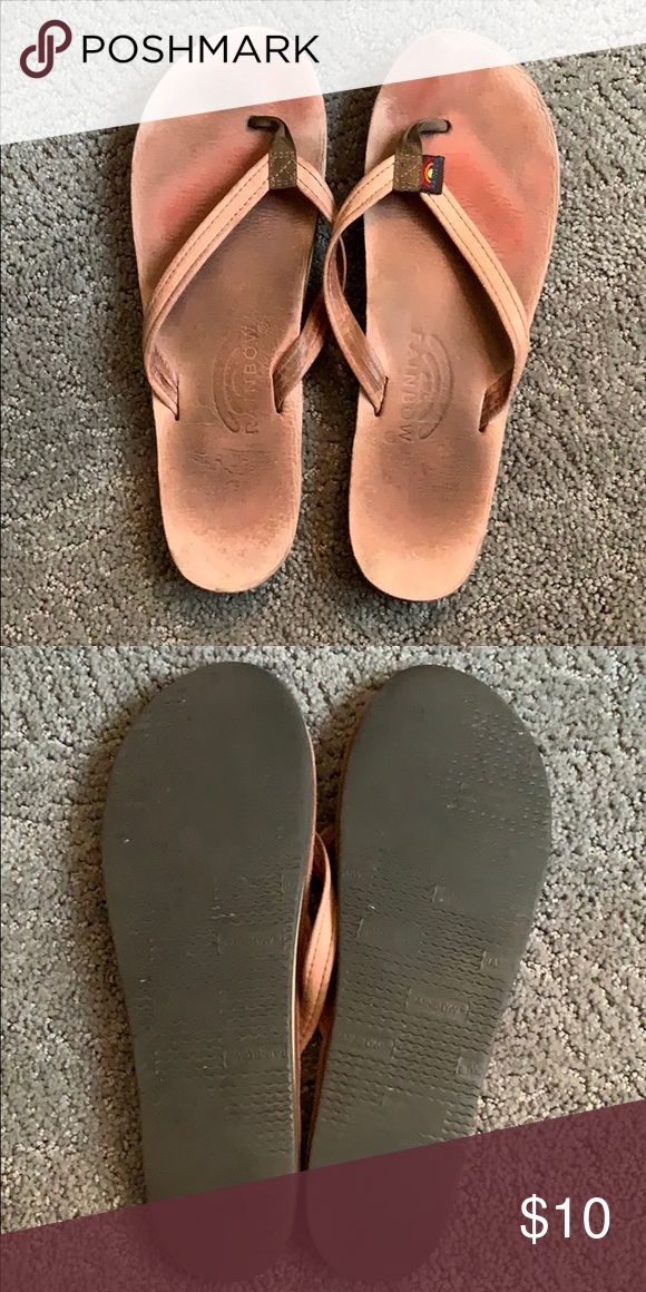 Pink rainbow shoes Worn but not to many times. There is not a defined footprint ...