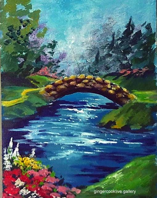 88 Best Painting Inspiration Images On Easy Acrylic Stone Bridge And Stream Acrylic Painting Lessons For Beginners