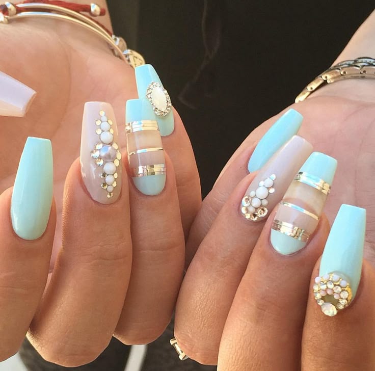 Best 25+ Tiffany Blue Nails Ideas On Pinterest Tiffany Nails Summer light turquoise nails • Mint nails with nail charms - Best 25+ Tiffany Blue Nails Ideas On Pinterest Tiffany Nails