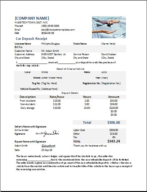 Car Dealer Downpayment Form Car Dealer Downpayment Form