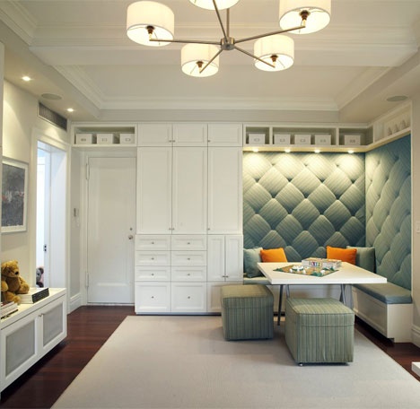 I love this!!! Tufted banquette ~ Storage ~ Nook ...