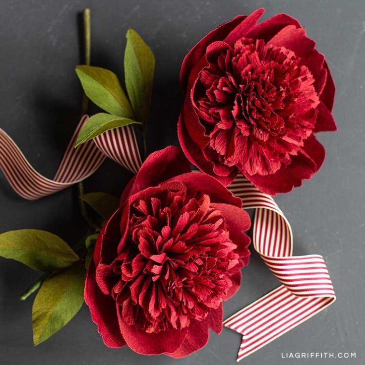 Giant Crepe Paper Flower In Mix Of Red And White Colors Oversized