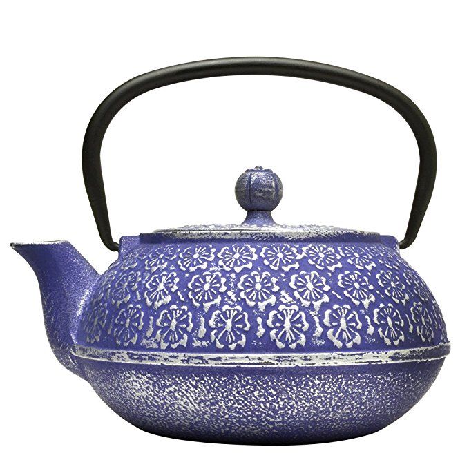 Primula Cast Iron Teapot Blue Fl Design W Stainless Steel Primula Cast Iron Teapot Blue Fl