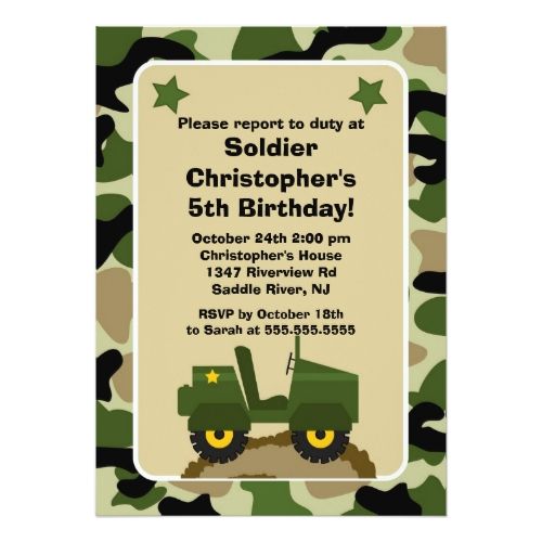 Kids Soldiers Camuflage Birthday Party Art Invitations Kids Soldiers Camuflage Birthday Party Art Invitations