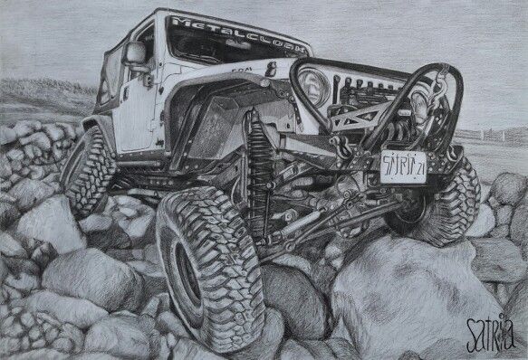 Jeep Drawing pencil Pencil on paper Artis by satria putra | Jeep