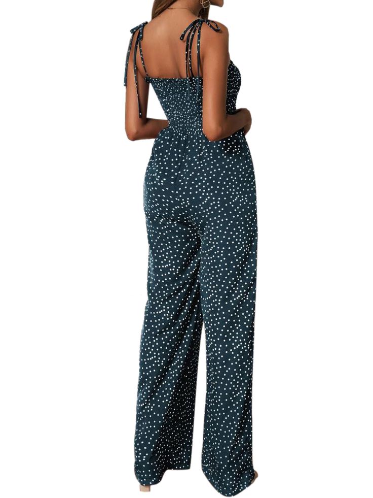 FINELOOK FINELOOK Womens Summer Polka Dot Jumpsuit Spaghetti Strap Backless Wide Leg Pant Party Romper Playsuit FINELOOK FINELOOK Womens Summer Polka Dot Jumpsuit Spaghetti Strap Backless Wide Leg Pant Party Romper Playsuit