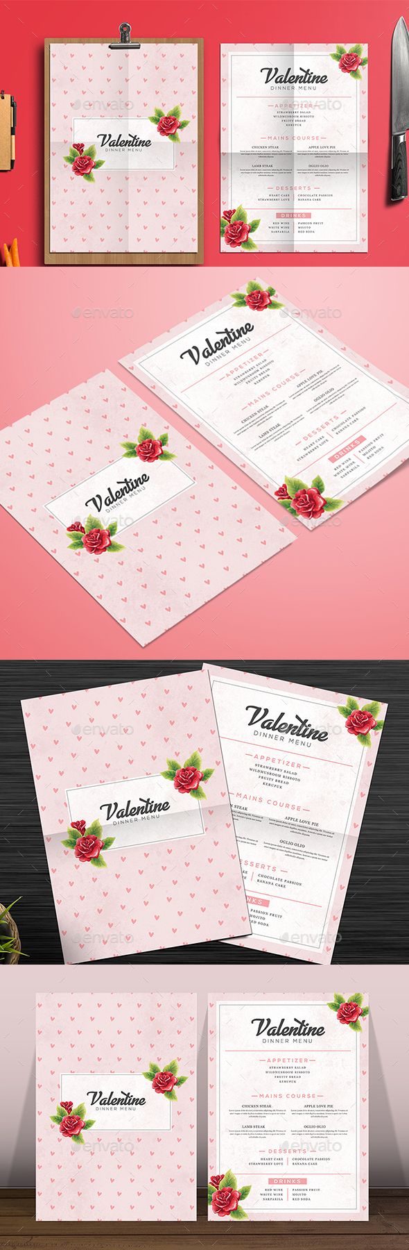 Valentine Food Menu - Food Menus Print Templates Downlaod here : https://graphicriver.net/item/valentine-food-menu/19397840?s_rank=11&ref=Al-fatih