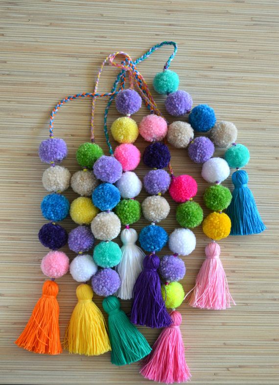 Pom pom bag charm Tassel bag charm Neon by PearlAndShineJewelry Pom pom bag charm Tassel bag charm Neon by PearlAndShineJewelry