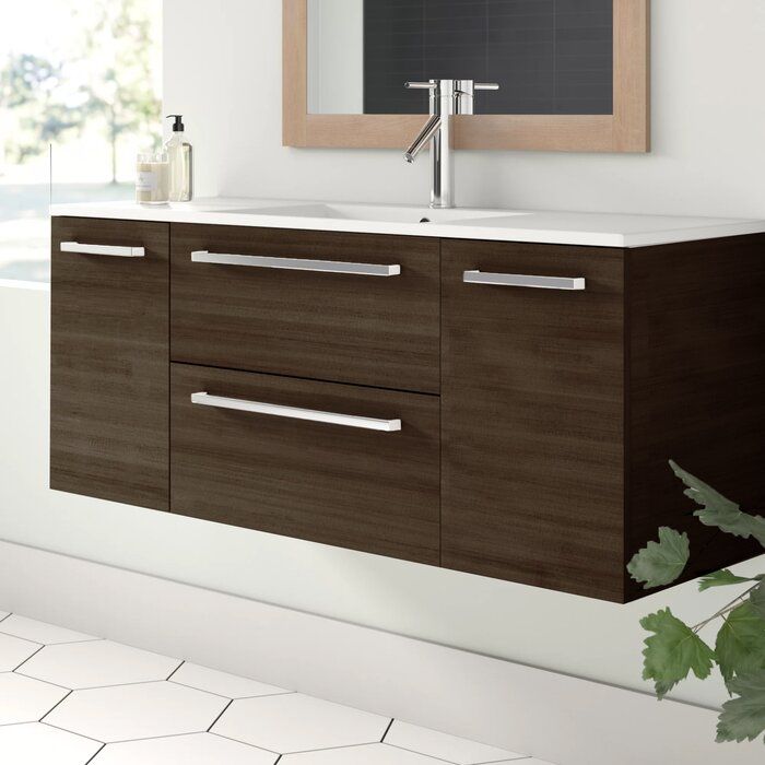 Mcpeak 48 Wall Mounted Single Bathroom Vanity Set Reviews Allmodern Single Bathroom Vanity Simple Bathroom Contemporary Bathroom Vanity