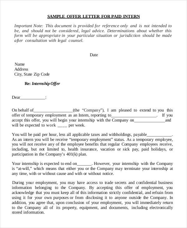 internship offer letter template free word pdf format download - sample offer letter internship offer letter template free word pdf format download - sample offer letter